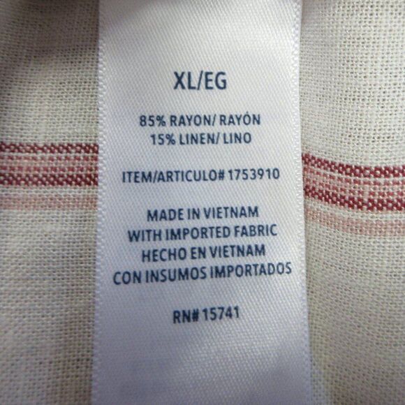 SPLENDID Linen Blend Blouse Womens XL Yoked Red White Strip V Neck Top Shirt NWT - Picture 8 of 12